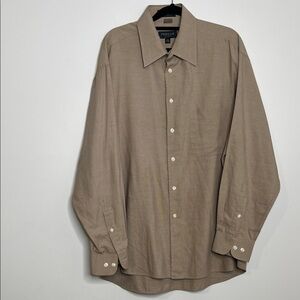 Men's Beige Button Down Shirt Profolio mens wrinkle resistant summer blouse